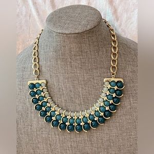 Talbots Blue and Gold Tone Necklace 18”-22”